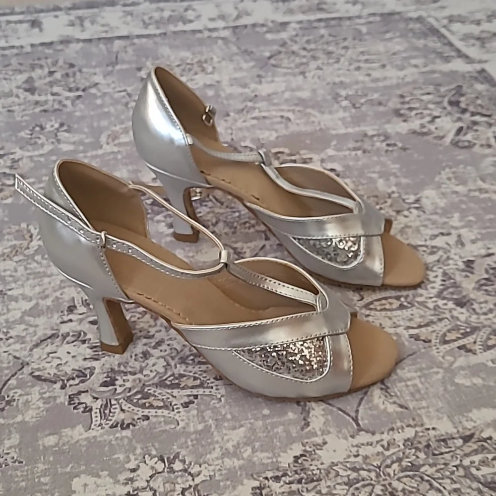 Silver Strappy Women's Evening Heels